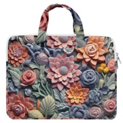 3d Flower Bloom Embossed Pattern Macbook Pro 16  Double Pocket Laptop Bag  by Vaneshop