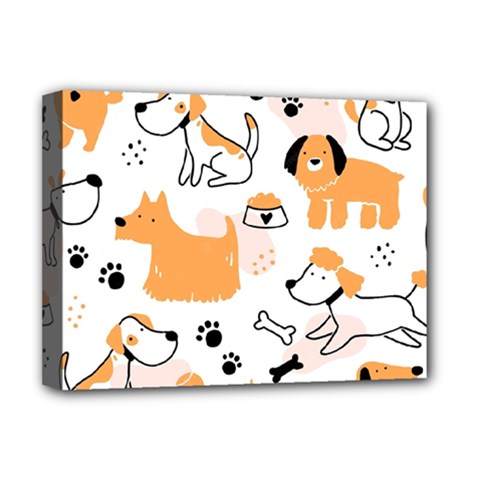 Seamless Pattern Of Cute Dog Puppy Cartoon Funny And Happy Deluxe Canvas 16  X 12  (stretched)  by Wav3s