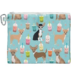 Chihuahua Bubble Kawaii Boba Tea Cute Dog Canvas Cosmetic Bag (xxxl) by Wav3s