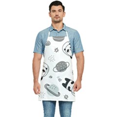Panda Floating In Space And Star Kitchen Apron by Wav3s