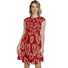 Vector Seamless Pattern Of Hearts With Valentine s Day Cap Sleeve High Waist Dress by Wav3s
