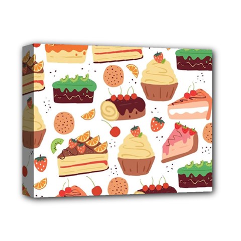 Seamless Pattern Hand Drawing Cartoon Dessert And Cake Deluxe Canvas 14  X 11  (stretched) by Wav3s