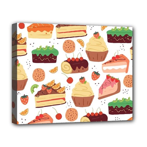 Seamless Pattern Hand Drawing Cartoon Dessert And Cake Deluxe Canvas 20  X 16  (stretched) by Wav3s