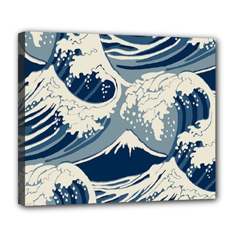 Japanese Wave Pattern Deluxe Canvas 24  X 20  (stretched) by Wav3s
