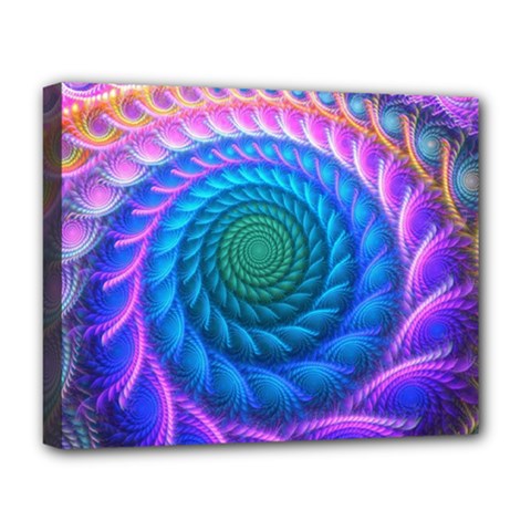 Peacock Feather Fractal Deluxe Canvas 20  X 16  (stretched) by Wav3s