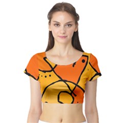 Mazipoodles In The Frame - Orange Short Sleeve Crop Top by Mazipoodles