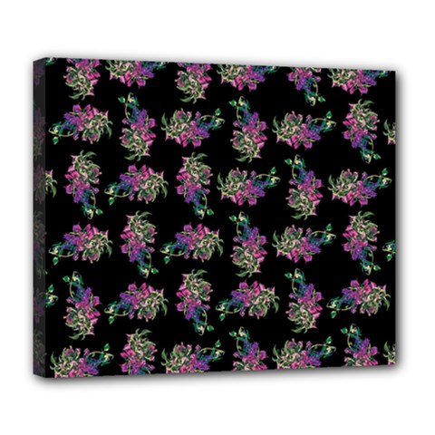 Midnight Noir Garden Chic Pattern Deluxe Canvas 24  X 20  (stretched) by dflcprintsclothing