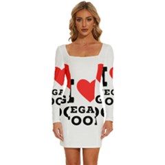 I Love Vegan Food  Long Sleeve Square Neck Bodycon Velvet Dress by ilovewhateva