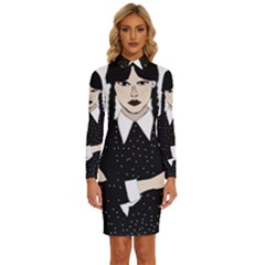 Wednesday Addams Long Sleeve Shirt Collar Bodycon Dress by Fundigitalart234