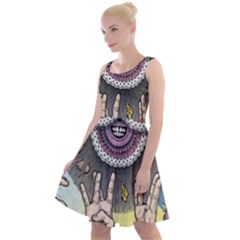 Vintage Trippy Aesthetic Psychedelic 70s Aesthetic Knee Length Skater Dress by Bangk1t