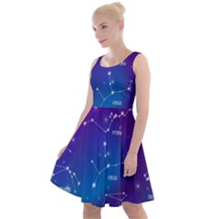 Realistic Night Sky With Constellations Knee Length Skater Dress by Cowasu