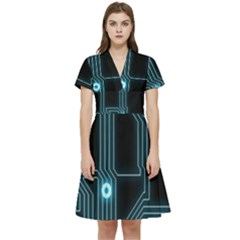 A Completely Seamless Background Design Circuitry Short Sleeve Waist Detail Dress by Amaryn4rt