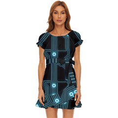 A Completely Seamless Background Design Circuitry Puff Sleeve Frill Dress by Amaryn4rt