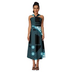 A Completely Seamless Background Design Circuitry Sleeveless Cross Front Cocktail Midi Chiffon Dress by Amaryn4rt