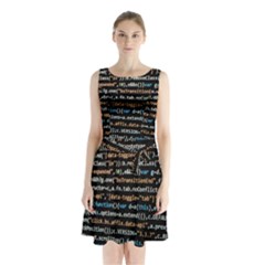 Close Up Code Coding Computer Sleeveless Waist Tie Chiffon Dress by Amaryn4rt