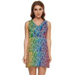 Bubbles Rainbow Colourful Colors Tiered Sleeveless Mini Dress by Amaryn4rt