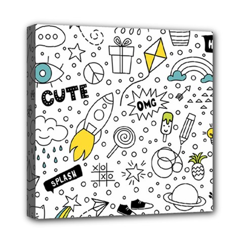 Set-cute-colorful-doodle-hand-drawing Mini Canvas 8  X 8  (stretched) by uniart180623