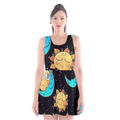 Seamless-pattern-with-sun-moon-children Scoop Neck Skater Dress by uniart180623