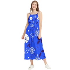 Blooming-seamless-pattern-blue-colors Boho Sleeveless Summer Dress by uniart180623