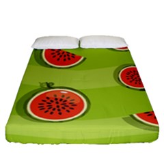 Seamless-background-with-watermelon-slices Fitted Sheet (queen Size) by uniart180623