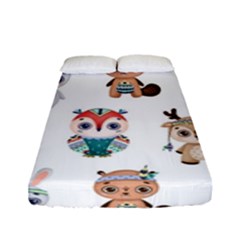 Cute-cartoon-boho-animals-seamless-pattern Fitted Sheet (full/ Double Size) by uniart180623