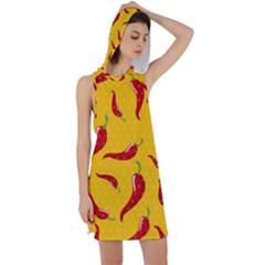 Chili-vegetable-pattern-background Racer Back Hoodie Dress by uniart180623