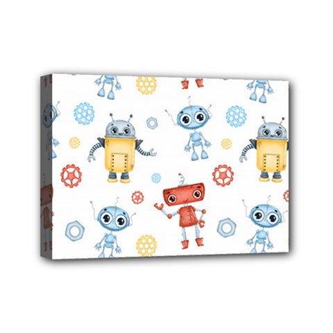 Cute-cartoon-robots-seamless-pattern Mini Canvas 7  X 5  (stretched) by uniart180623