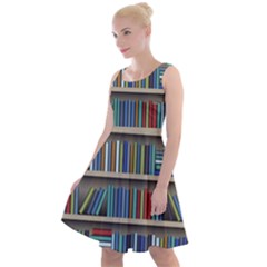 Bookshelf Knee Length Skater Dress by uniart180623
