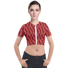 Chili-pattern-red Short Sleeve Cropped Jacket by uniart180623
