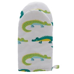 Cute-cartoon-alligator-kids-seamless-pattern-with-green-nahd-drawn-crocodiles Microwave Oven Glove by uniart180623