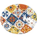 Mexican-talavera-pattern-ceramic-tiles-with-flower-leaves-bird-ornaments-traditional-majolica-style- Wooden Puzzle Round View2