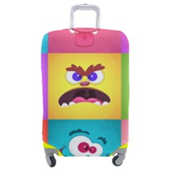 Monsters-emotions-scary-faces-masks-with-mouth-eyes-aliens-monsters-emoticon-set Luggage Cover (medium) by uniart180623