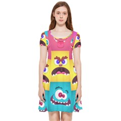 Monsters-emotions-scary-faces-masks-with-mouth-eyes-aliens-monsters-emoticon-set Inside Out Cap Sleeve Dress by uniart180623