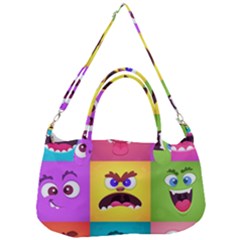 Monsters-emotions-scary-faces-masks-with-mouth-eyes-aliens-monsters-emoticon-set Removable Strap Handbag by uniart180623