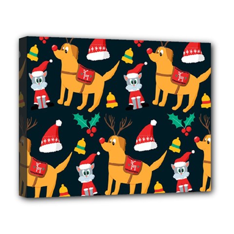Funny Christmas Pattern Background Deluxe Canvas 20  X 16  (stretched) by uniart180623