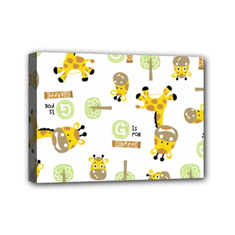 Vector-pattern-with-cute-giraffe-cartoon Mini Canvas 7  X 5  (stretched) by uniart180623