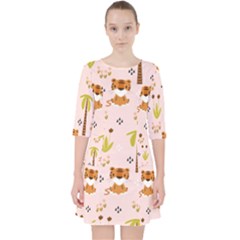 Cute-tiger-car-safari-seamless-pattern Quarter Sleeve Pocket Dress by uniart180623