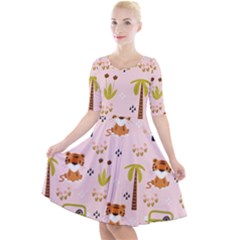 Cute-tiger-car-safari-seamless-pattern Quarter Sleeve A-line Dress by uniart180623