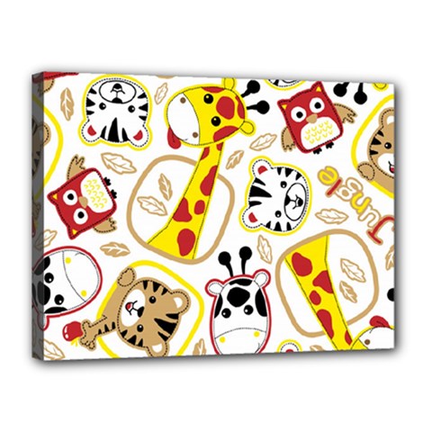 Vector-seamless-pattern-nice-animals-cartoon Canvas 16  X 12  (stretched) by uniart180623