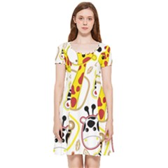Vector-seamless-pattern-nice-animals-cartoon Inside Out Cap Sleeve Dress by uniart180623