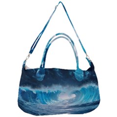 Thunderstorm Storm Tsunami Waves Ocean Sea Removable Strap Handbag by uniart180623