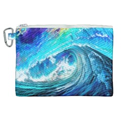 Tsunami Waves Ocean Sea Nautical Nature Water Painting Canvas Cosmetic Bag (xl) by uniart180623
