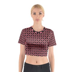 Mazipoodles Red Donuts Polka Dot  Cotton Crop Top by Mazipoodles