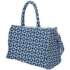 Mazipoodles Dusty Duck Egg Blue White Donuts Polka Dot Duffel Travel Bag by Mazipoodles