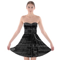 Black Background With Text Overlay Mathematics Trigonometry Strapless Bra Top Dress by uniart180623