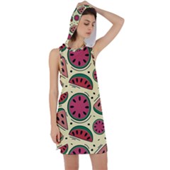 Watermelon Pattern Slices Fruit Racer Back Hoodie Dress by uniart180623