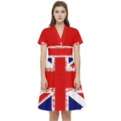 Union Jack London Flag Uk Short Sleeve Waist Detail Dress by Celenk