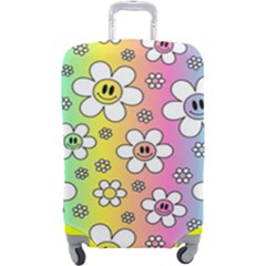Funny Flowers Smile Face Camomile Luggage Cover (large) by flowerland