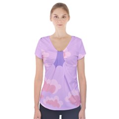 Sky Nature Sunset Clouds Space Fantasy Sunrise Short Sleeve Front Detail Top by Simbadda
