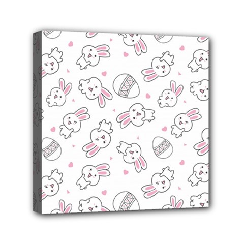 Cute Pattern With Easter Bunny Egg Mini Canvas 6  X 6  (stretched) by Simbadda